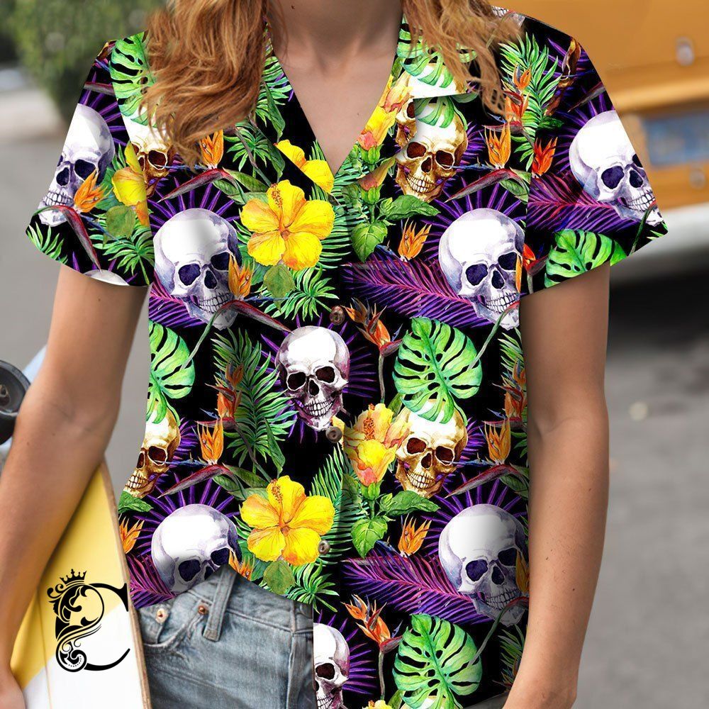 Beach Shirt Buy Skull Purple Tropical Hawaiian Shirt- Chillicothemall