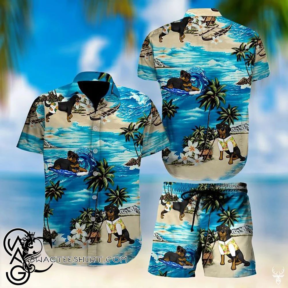 Beach Shirt Beach Hawaii Rottweiler Dog Hawaiian Shirt- Chillicothemall