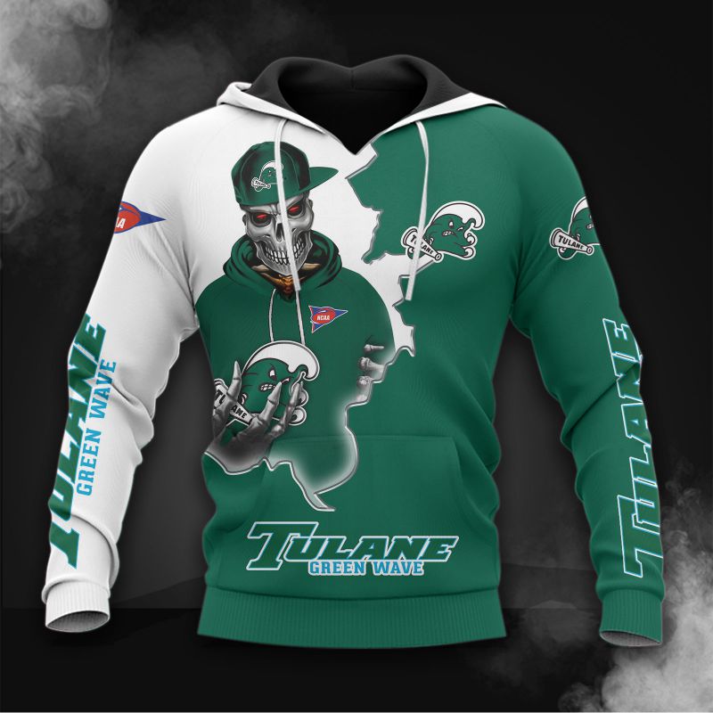 Tulane Green Wave Skull Hoodies