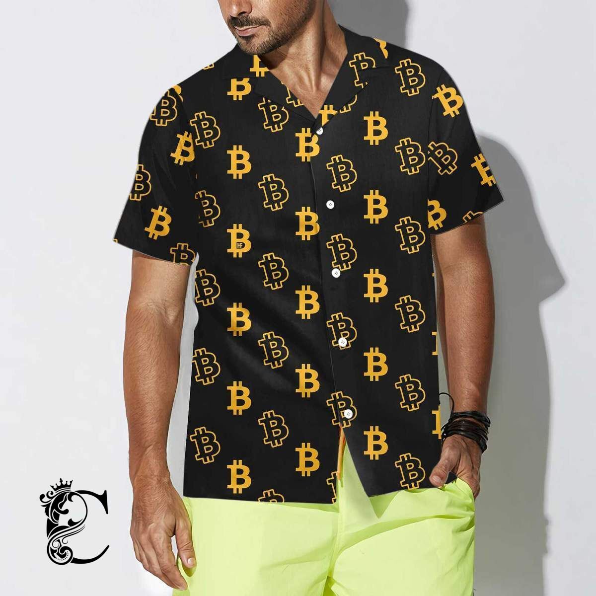 Amazing Bitcoin Pattern Unisex Hawaiian Shirt