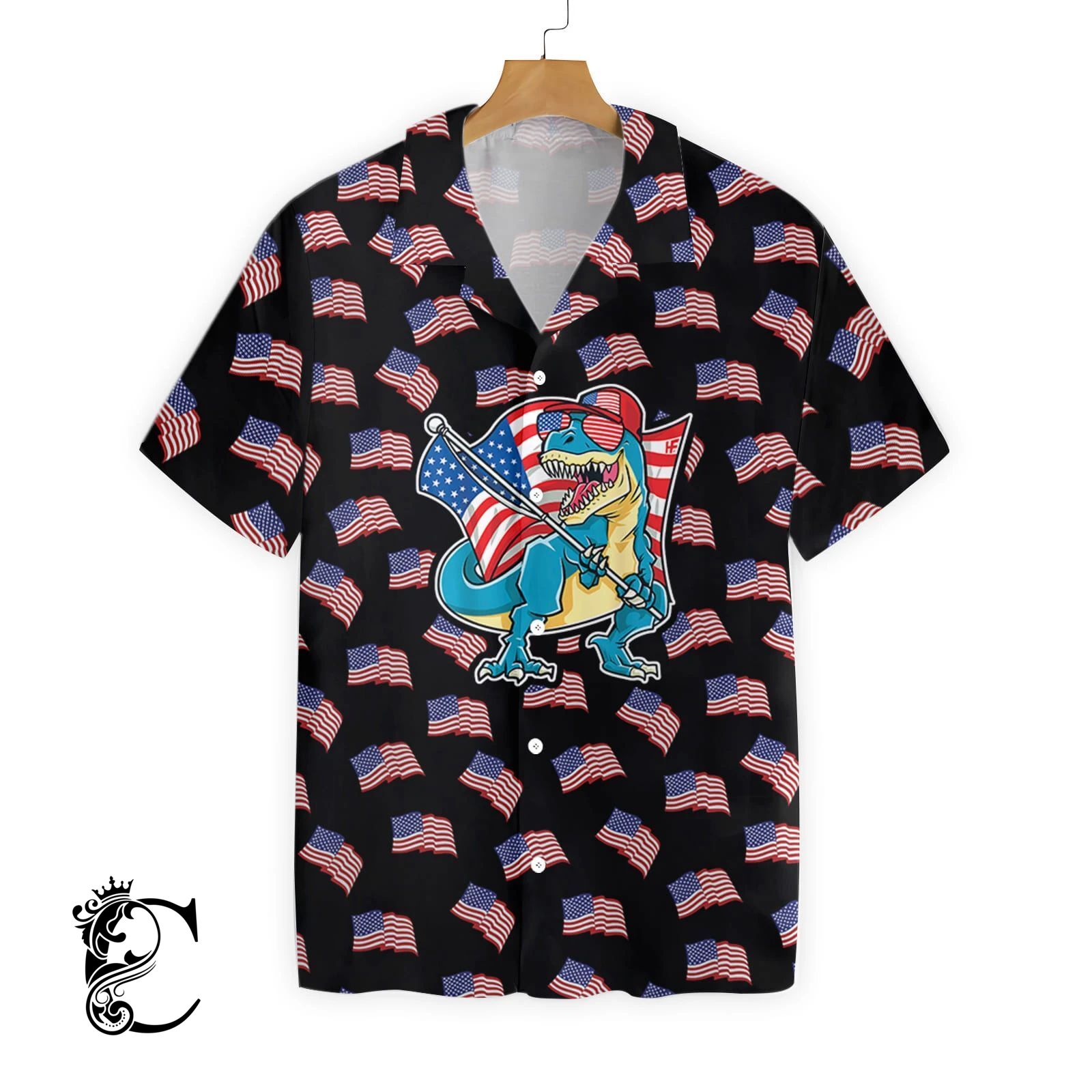 American Flag T-Rex Ez21 2610 Hawaiian Shirt