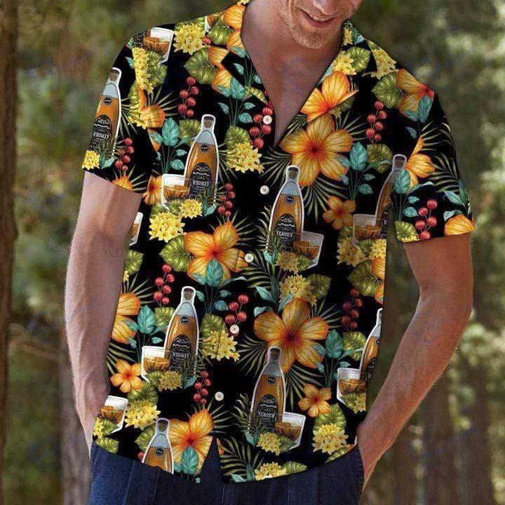 Beach Shirt Whisky Colorful Floral Hawaiian Aloha Shirts- Chillicothemall