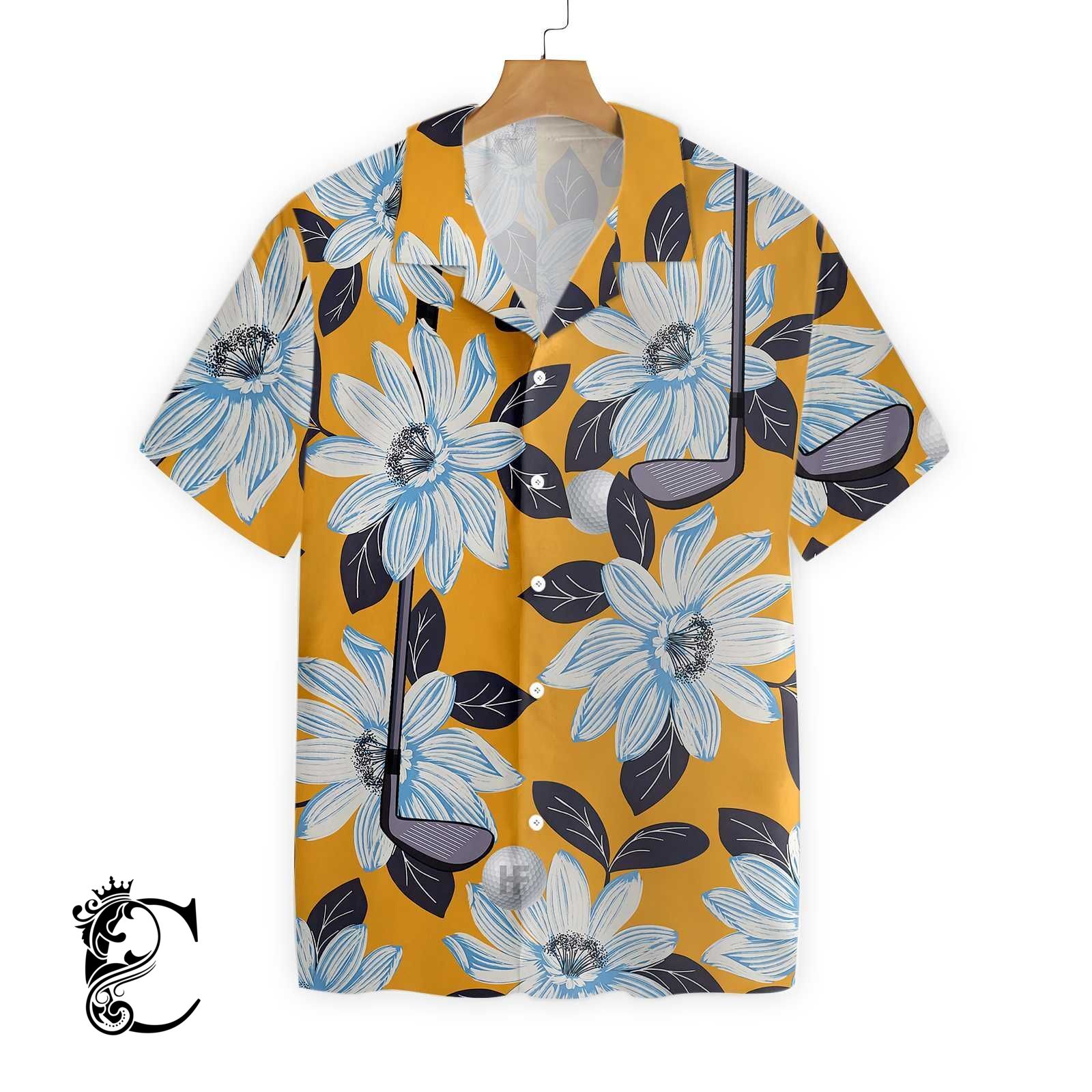 Yellow Floral Golf Club And Ball Ez20 0801 Hawaiian Shirt