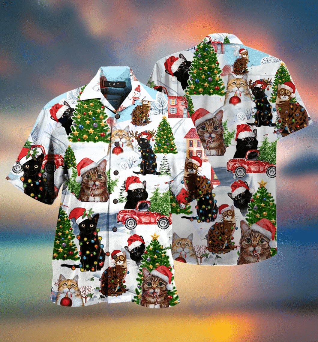 Beach Shirt Buy Christmas Cats Hawaiian Aloha Shirts- Chillicothemall