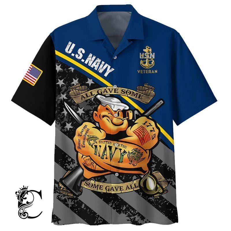 Us Navy Popeye Veteran All Gave Some, Some Gave All Aloha Hawaiian Shirts