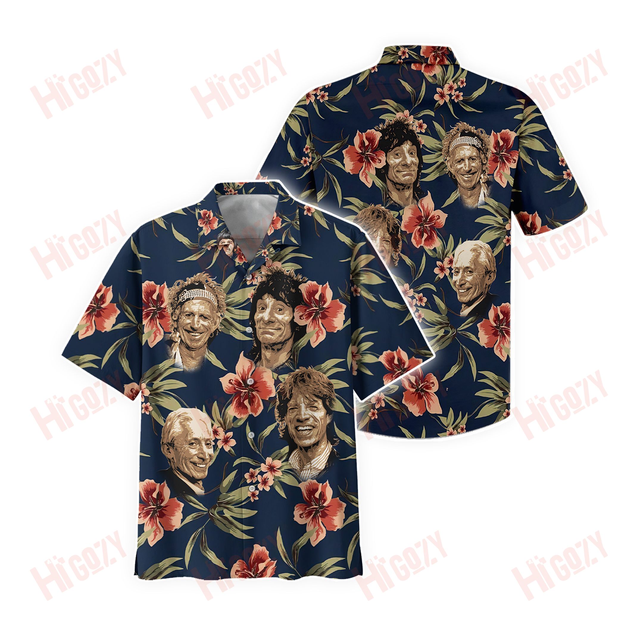 The Rolling Stones Logo Pattern Hawaiian Shirts, The Rolling Stones Short Sleeve Shirt