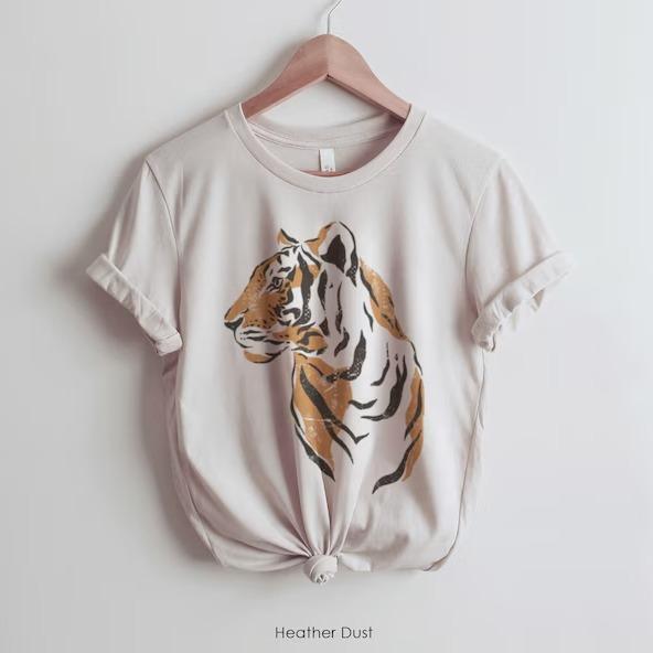 Tiger Graphic Tee | Women’s T-Shirt Tropical Jungle Vintage Tee| Get em Tiger | tshirt for women | Gift for her