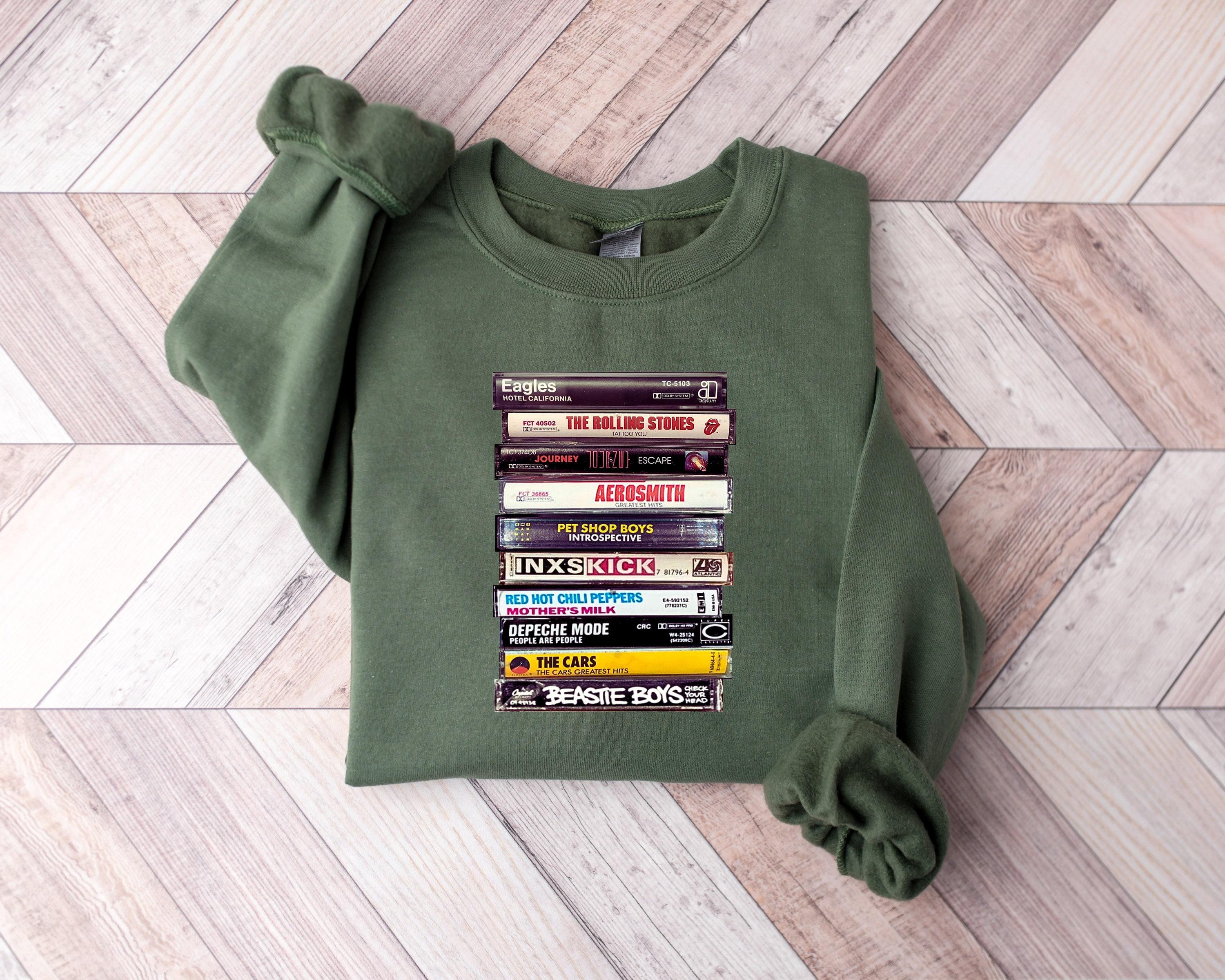 80’s Rock Cassette Gildan Unisex Sweatshirt Gift For Music Lover, Retro Cassette Tapes Sweatshirt, Old School Music Band Clothing