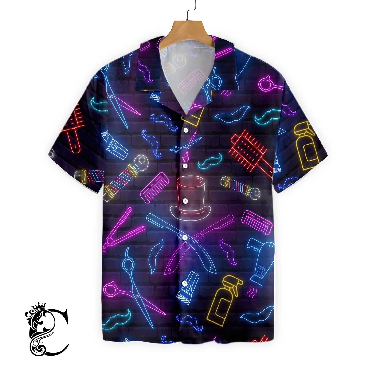 Barber Shop Neon Hawaiian Shirt