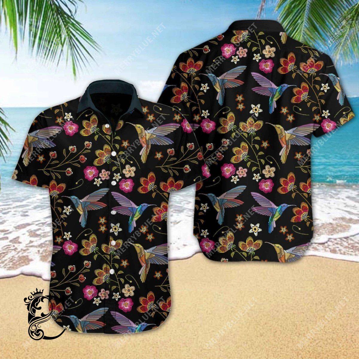 Beach Shirt Find Hummingbird Embroidery Hawaiian Shirt 3D- Chillicothemall