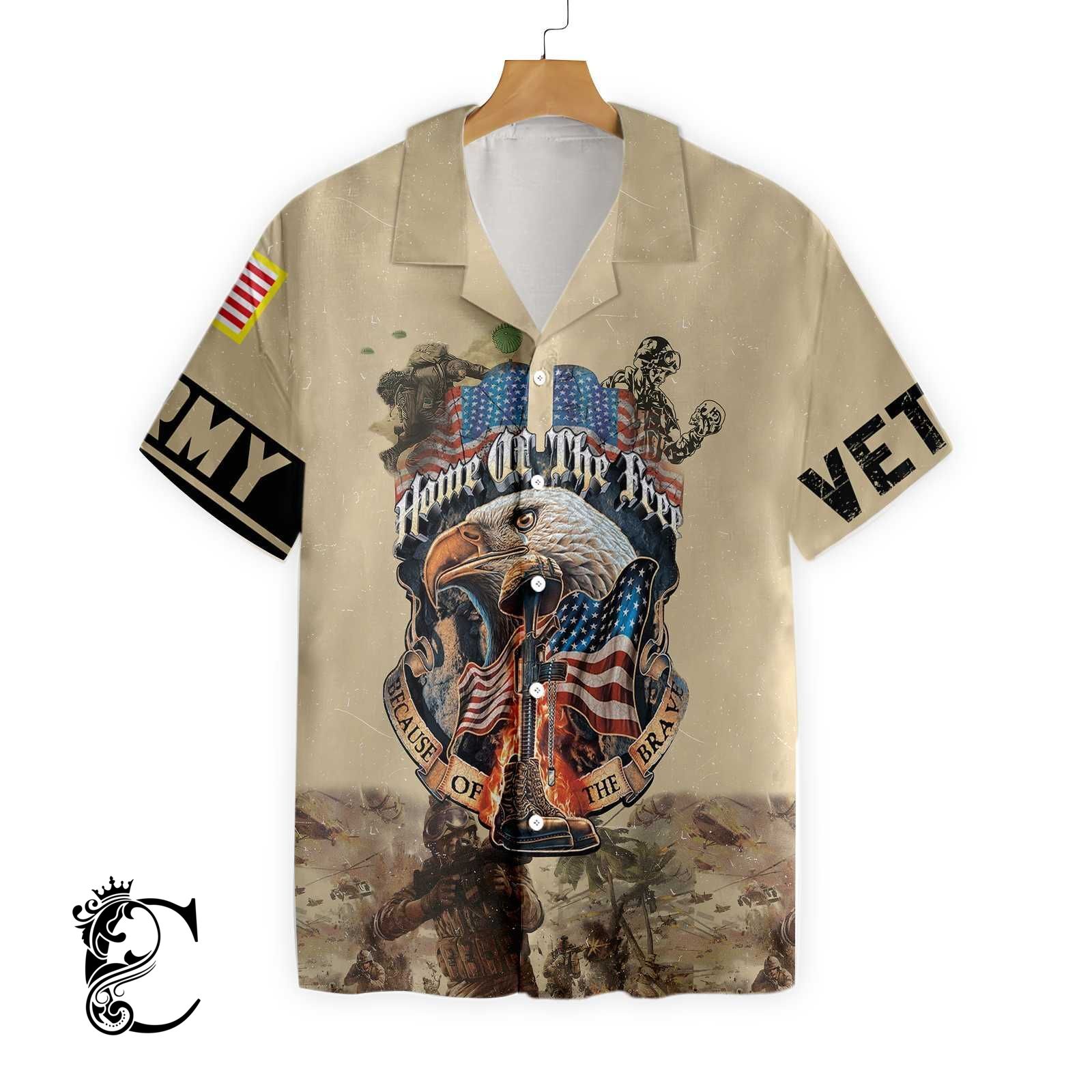 Army Veteran Home Of The Free Ez14 1501 Hawaiian Shirt