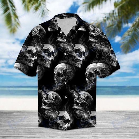 Beach Shirt Find Hawaiian Aloha Shirts Skull Smoke- Chillicothemall