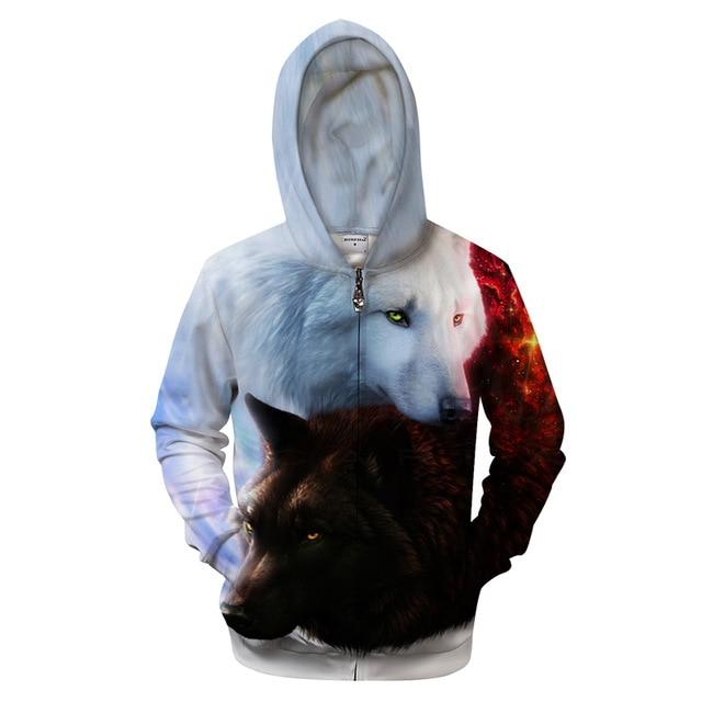 Wolf Yin & Yang Zip-up Hoodie