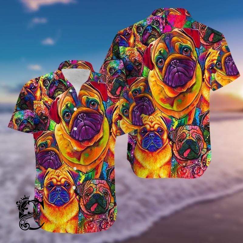 Beach Shirt Amazing Galaxy Pug Hawaiian Shirts 1011H- Chillicothemall