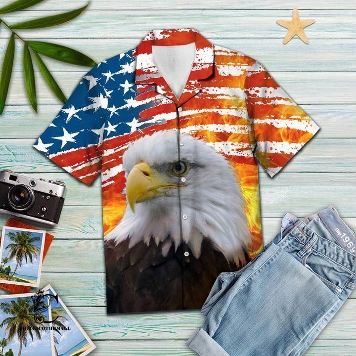 Beach Shirt Shop Eagle Usa Flag Hawaiian Shirt- Chillicothemall