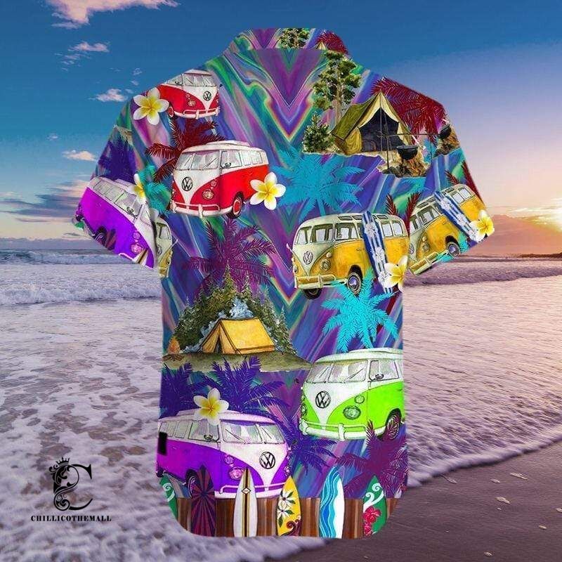 Amazing Camping Hippie Van Unisex Hawaiian Aloha Shirts