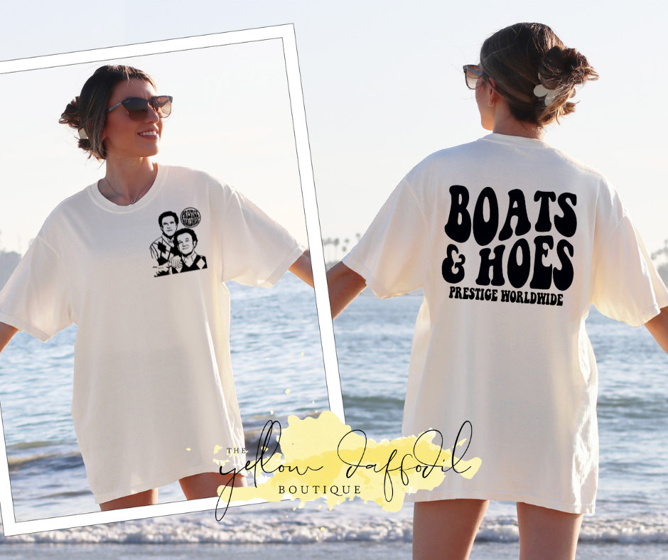 BOATS and HOES graphic tee, lake day, boating tee, funny, Step Brothers, Will Farrell, Summer Graphic Tee, Funny Graphic Tee, BEST Seller