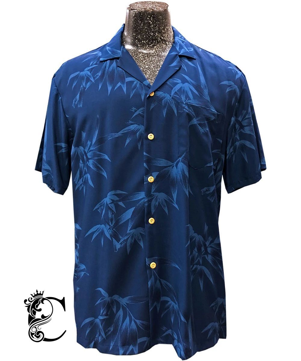 Bamboo Garden Navy Hawaiian Shirt