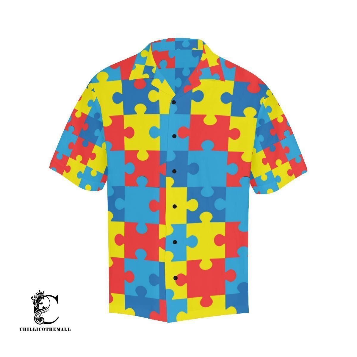 Autism Awareness Puzzles Design Print Hawaiian Shirt