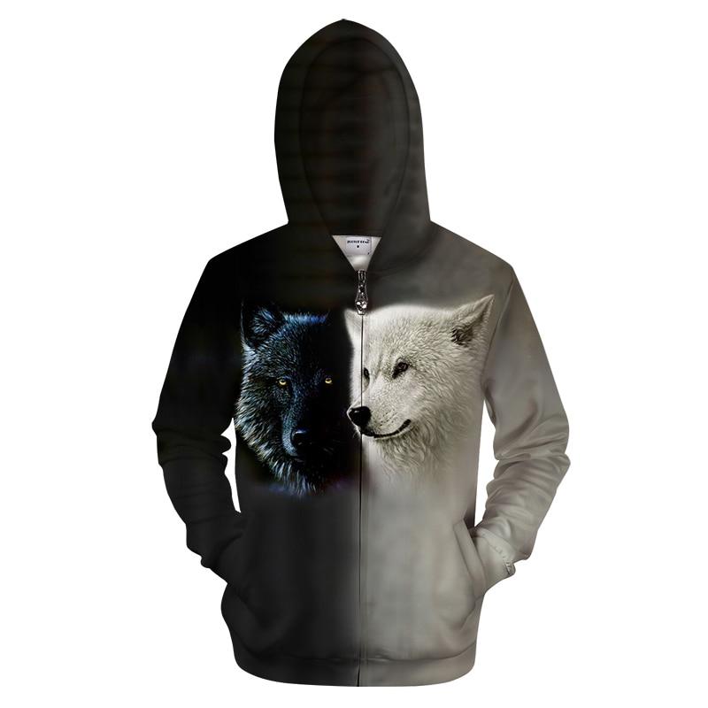 Black & White Wolves Zip-up Hoodie