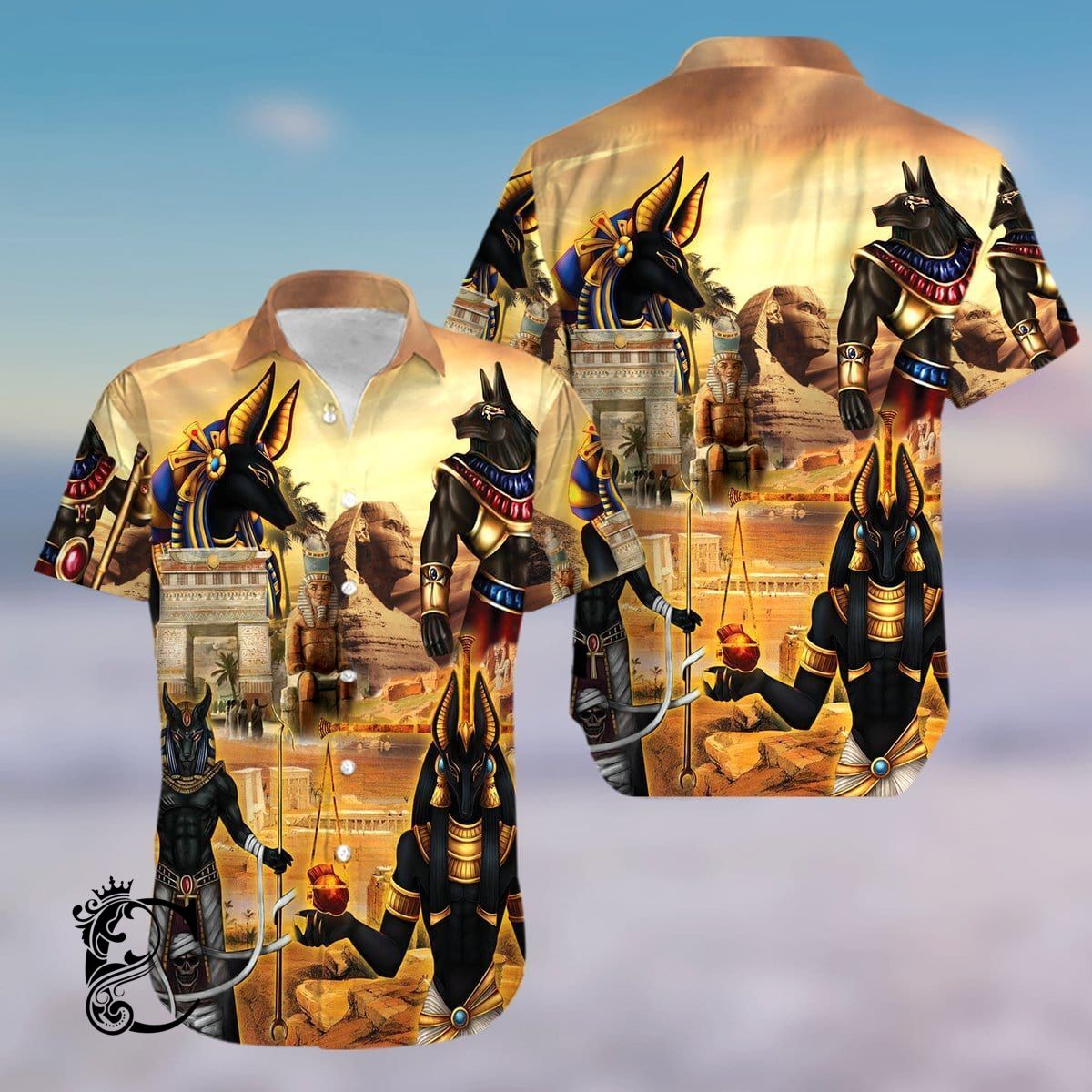 Amazing Anubis And The Pyramid Ancient Egypt Unisex Hawaiian Shirts