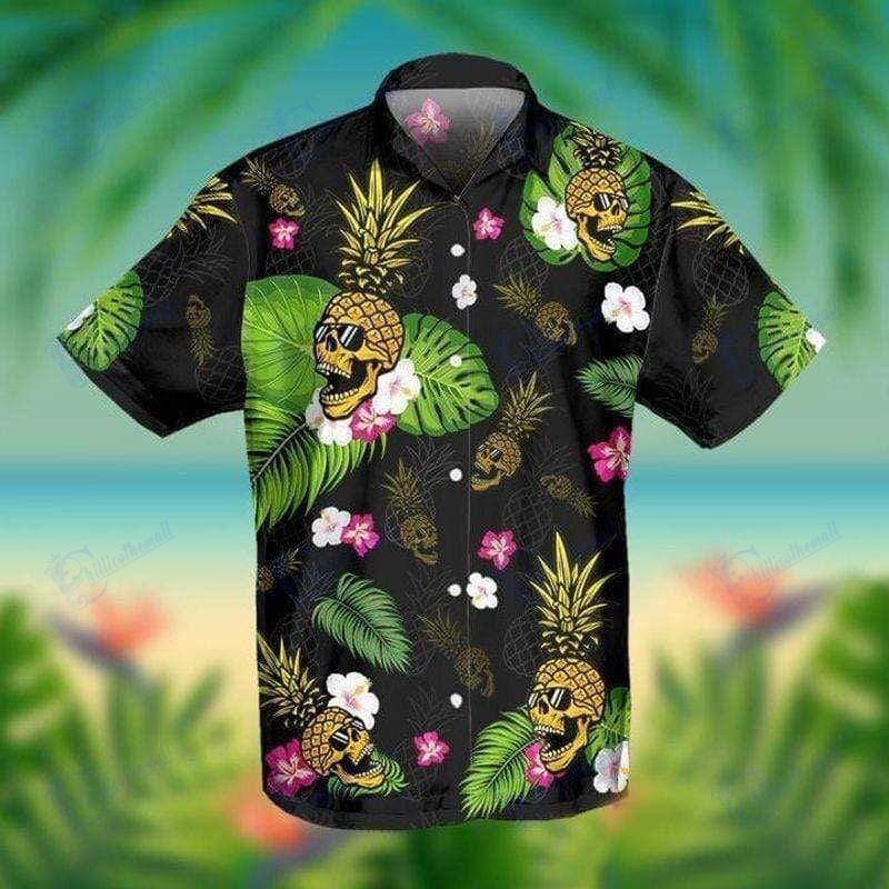 Beach Shirt Pineapple Skull Tropical Hawaiian Aloha Shirts- Chillicothemall