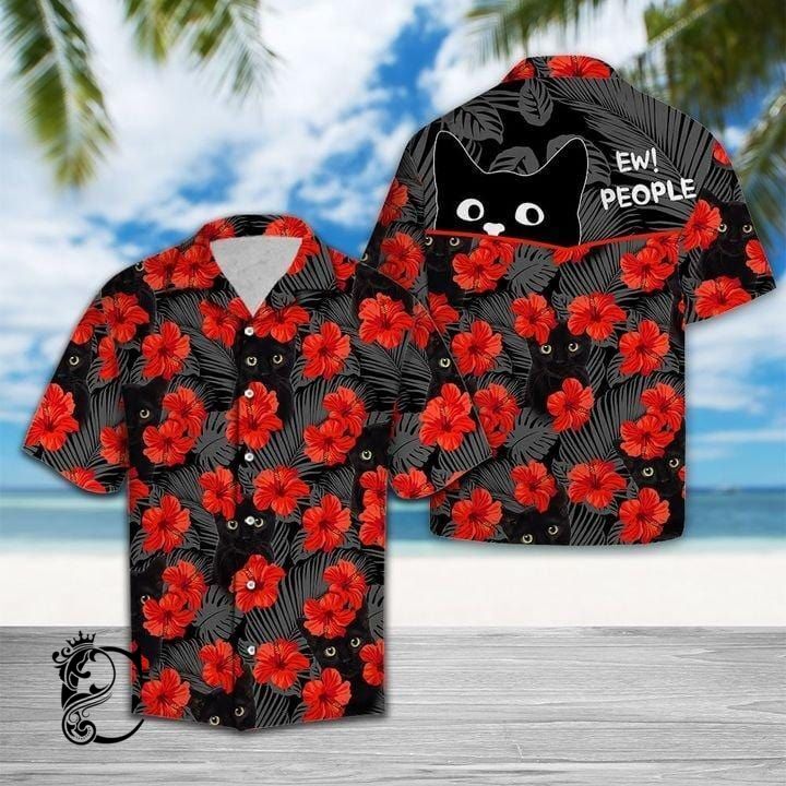 Black Cat Ew People Hawaiian Aloha Shirts