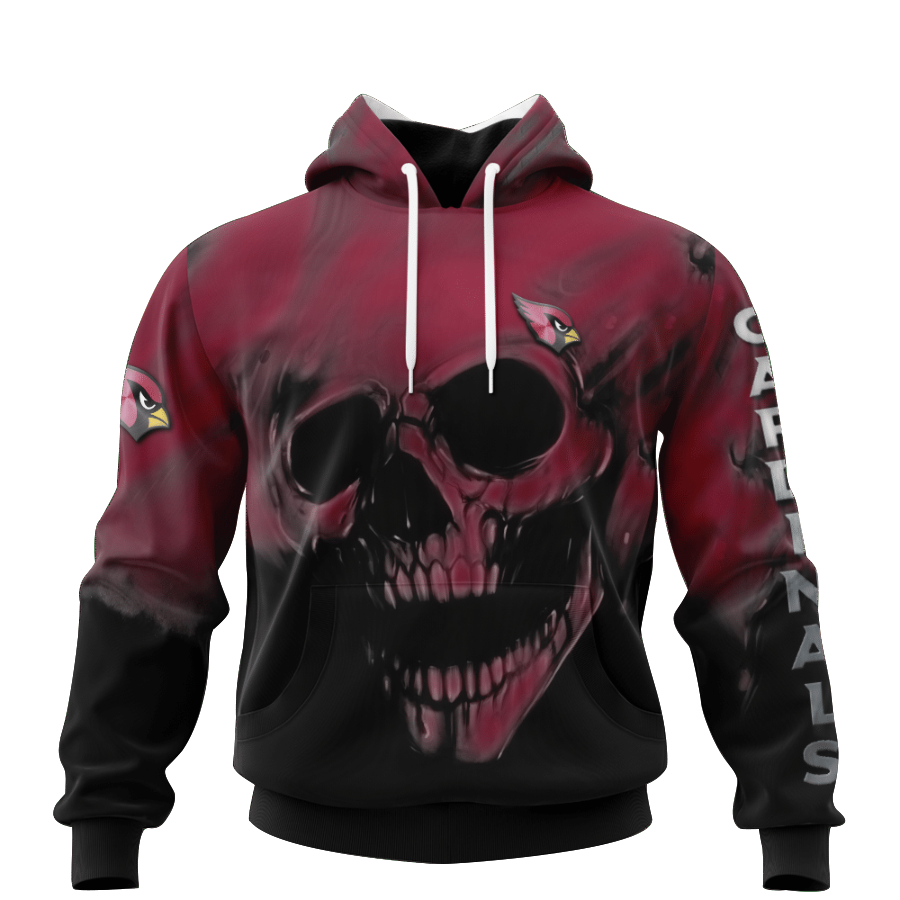 Arizona Cardinals Skull Hoodies Custom Name & Number