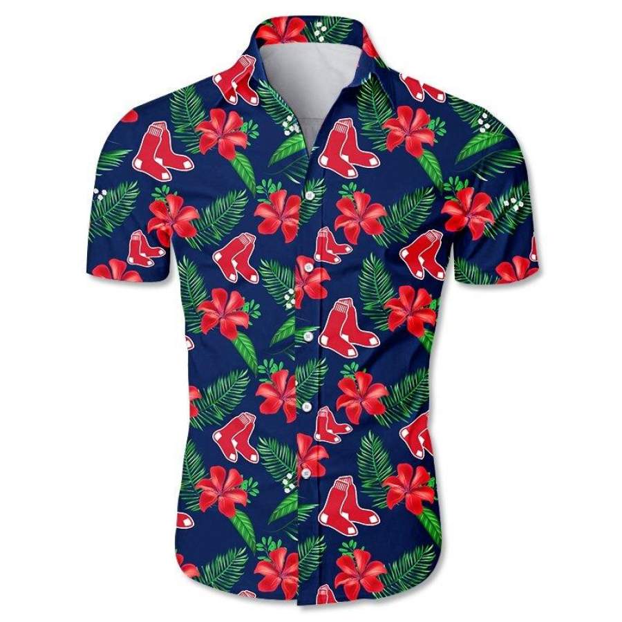 Boston Red Sox Hawaiian Shirt Flower Short Sleeve Slim Fit Body