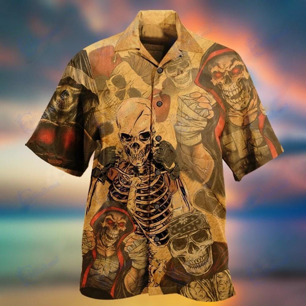 Vintage Skull Boxing King Hawaiian Aloha Shirts