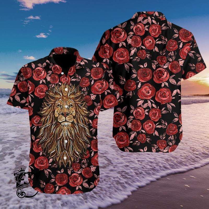 Beach Shirt Shop Hawaiian Aloha Shirts Lion Rose- Chillicothemall