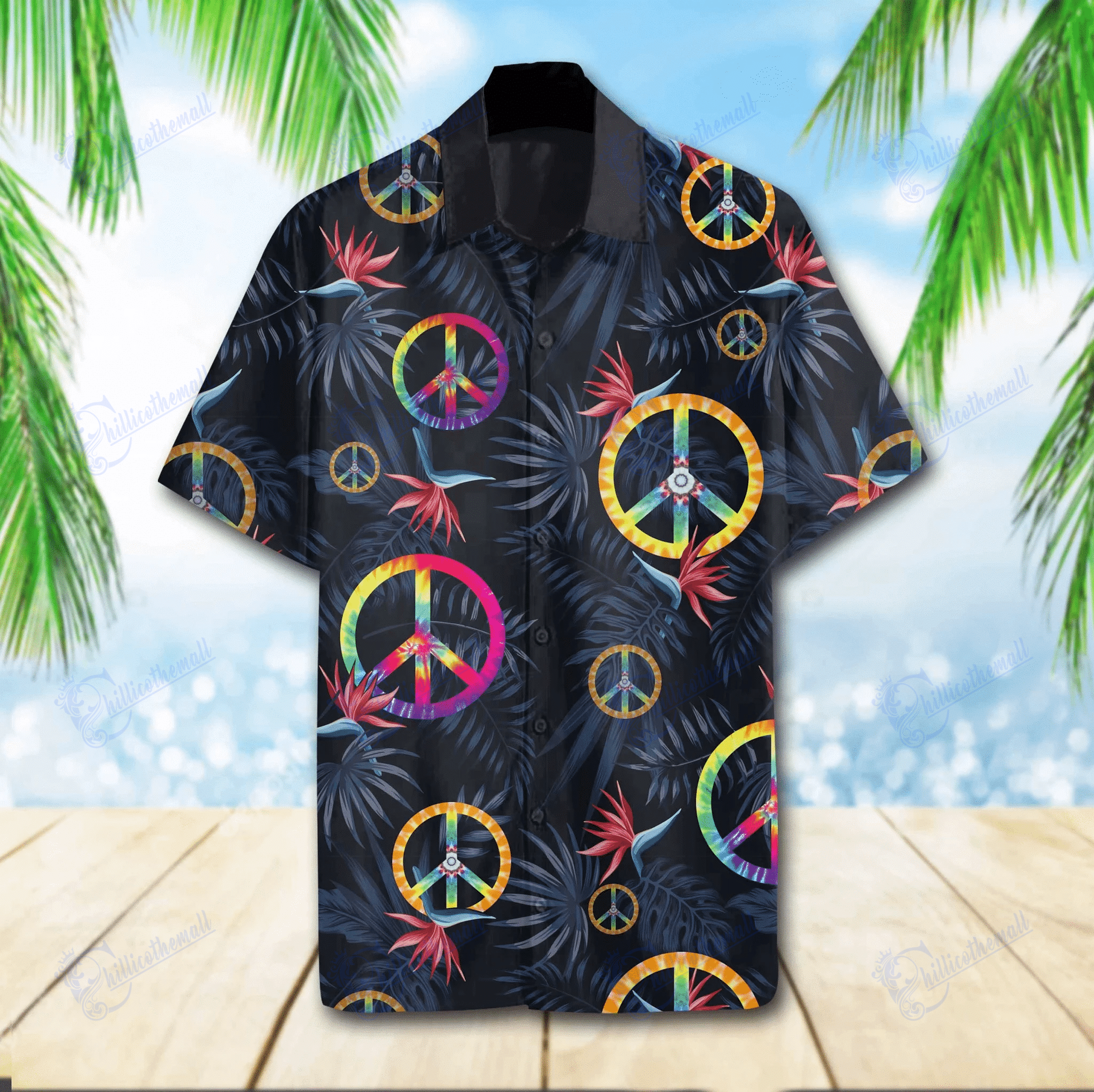 Beach Shirt Hawaiian Aloha Shirts Hippie Tropical L- Chillicothemall