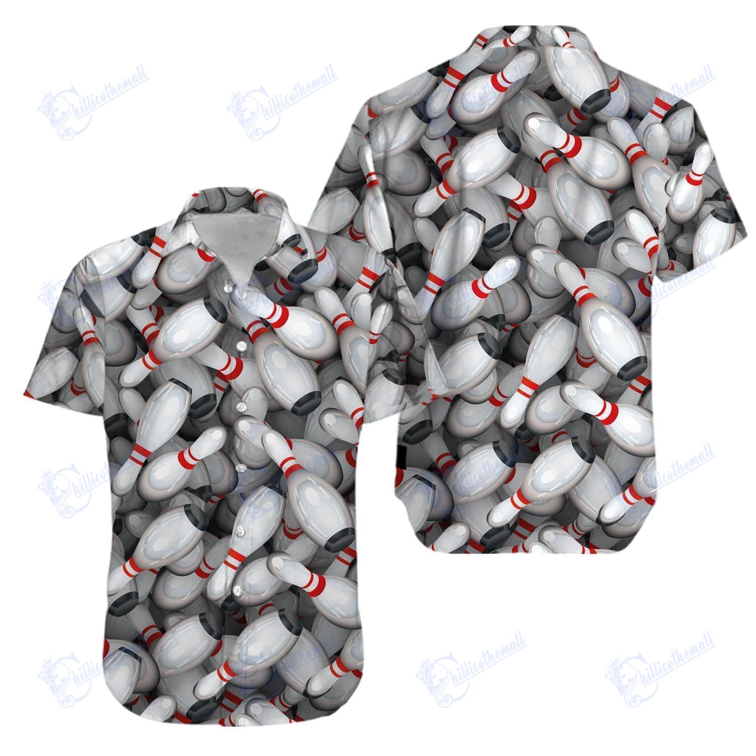 Beach Shirt Bowling Strike Hawaiian Aloha Shirts V- Chillicothemall