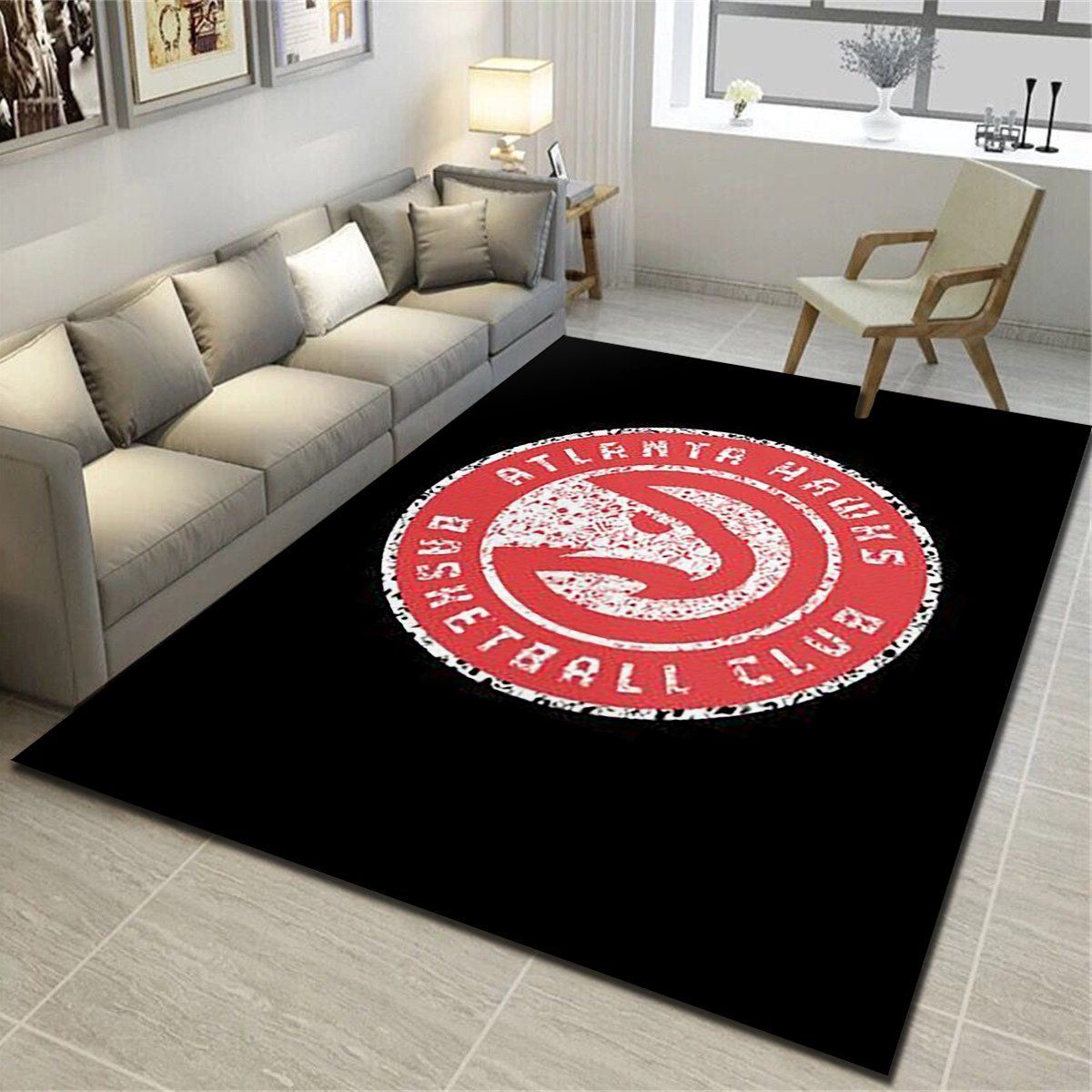 Atlanta Hawks Area Rugs, Basketball Team Living Room Bedroom Carpet, Sports Floor Decor