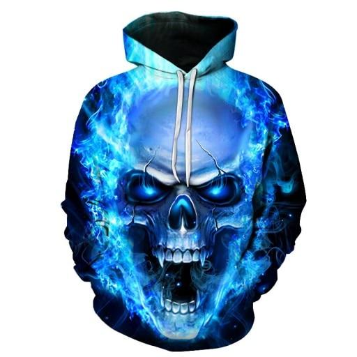 Blue Flames Skull Hoodie