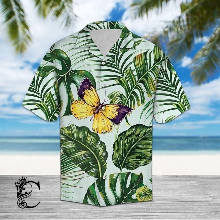 Beach Shirt High Quality Butterfly Palm Hawaiian Shirt- Chillicothemall