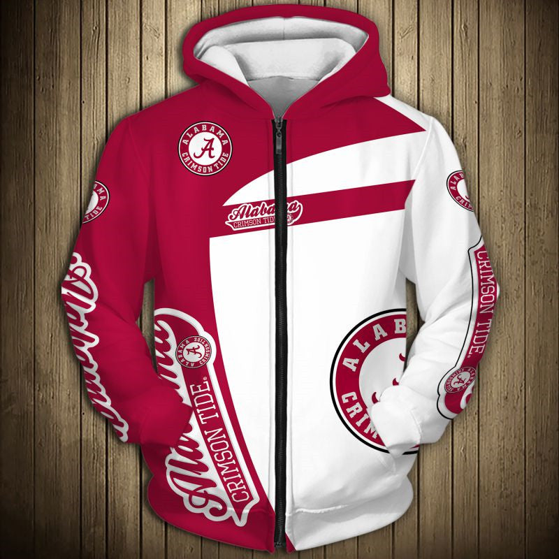 Alabama Crimson Tide Zip Up Hoodie 3D