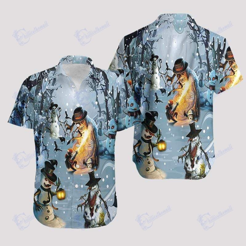 Beach Shirt Find Hawaiian Aloha Shirts Evil Snowman- Chillicothemall