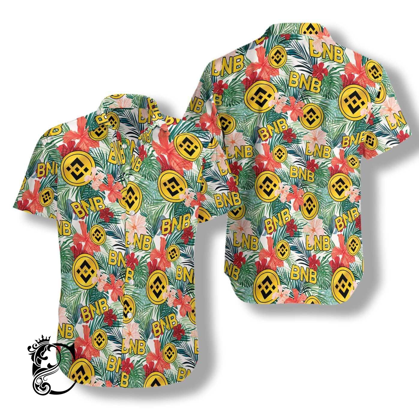 Binance Coin Tropical Flower Hawaiian Shirt