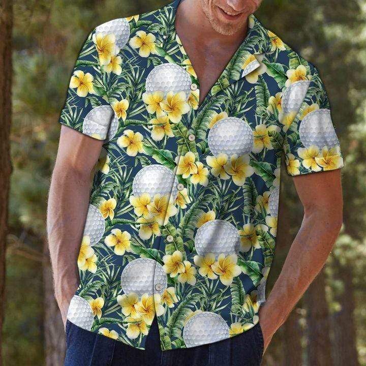 Beach Shirt Golf Frangipani Tropical Hawaiian Aloha Shirts- Chillicothemall