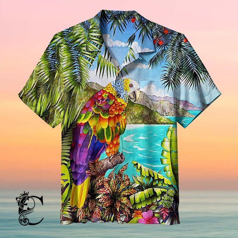 Tropical Print Of A Caribbean St. Vincent Parrot Unisex Hawaiian Shirts