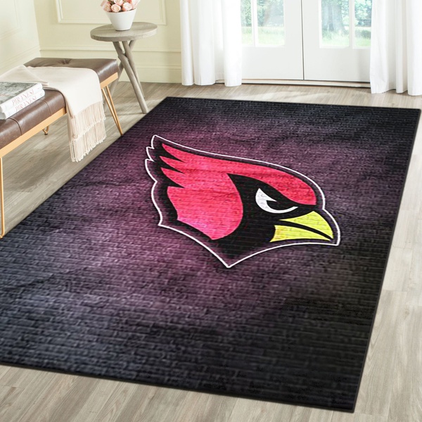 Arizona Cardinals Logo Area Rug, Football Team Living Room Carpet, Man Cave Floor Mat