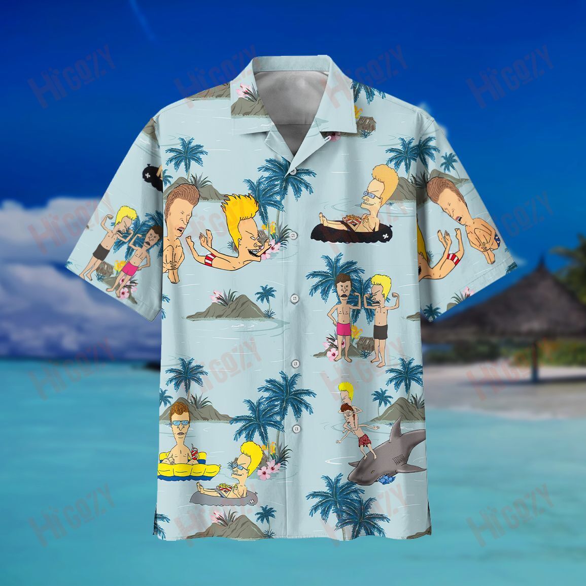 Beavis And Butt-Head Blue Sea Summer Vibe Hawaiian Aloha Shirts, Beavis And Butt-Head Short Sleeve Shirt Hawaiian Shirts For Woman/For Men