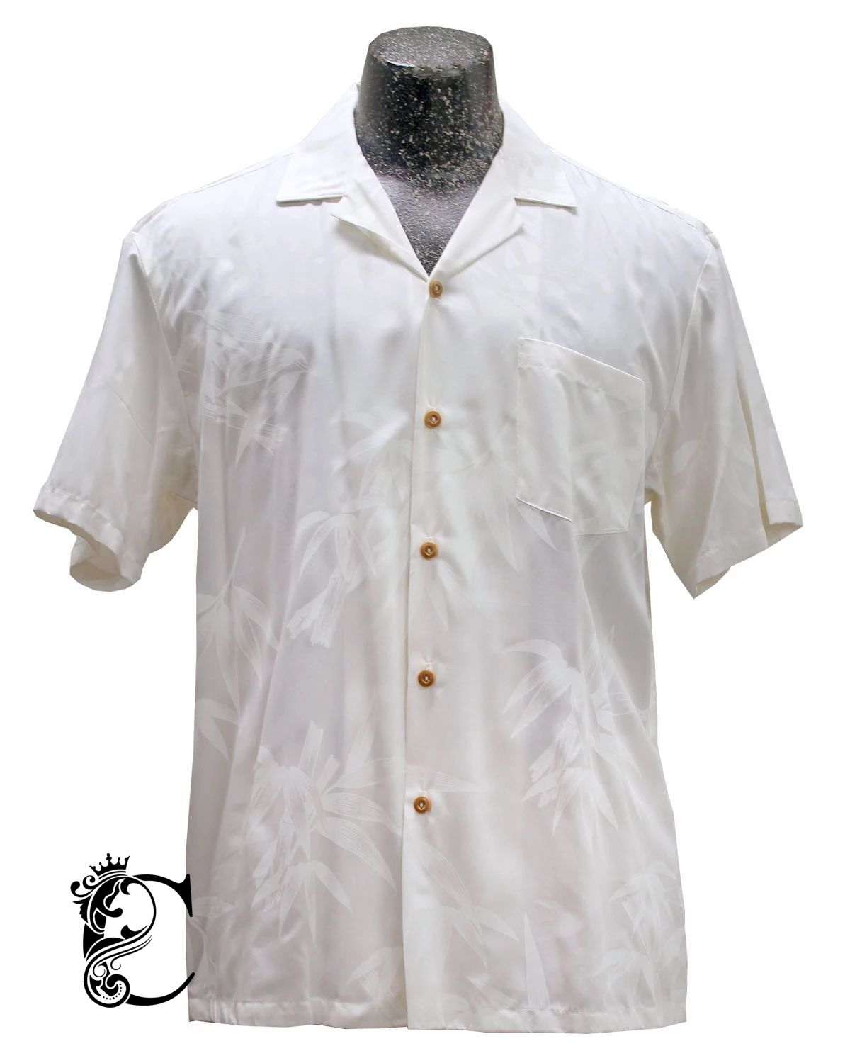 Bamboo Garden White Hawaiian Shirt