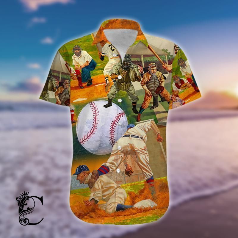 Beach Shirt Order Hawaiian Aloha Shirts Playing Baseball- Chillicothemall