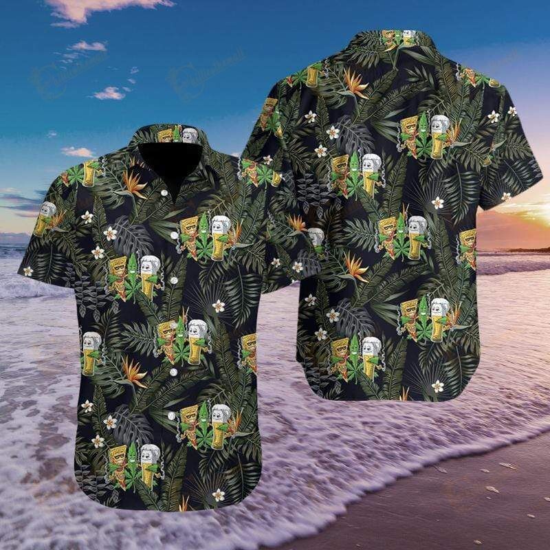 Weed Beer And Pizza Tropical Hawaiian Aloha Shirts