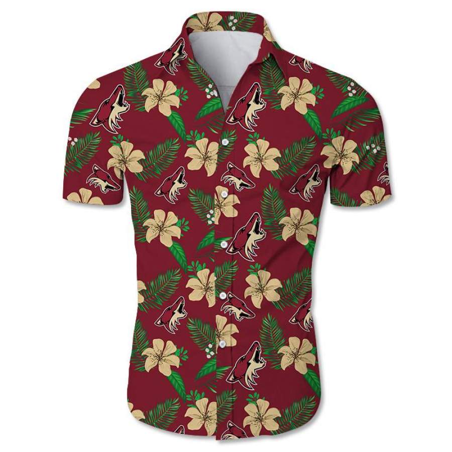 Arizona Coyotes Hawaiian Shirt Floral Button Up Slim Fit Body