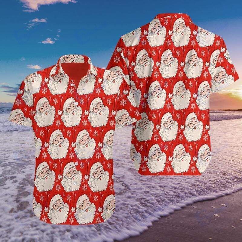 Bling Santa Red Pattern Hawaiian Aloha Shirts