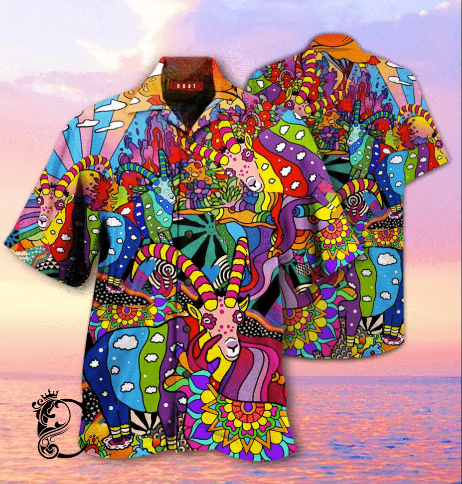 Beach Shirt High Quality Goats Hippie Hawaiian Shirt- Chillicothemall