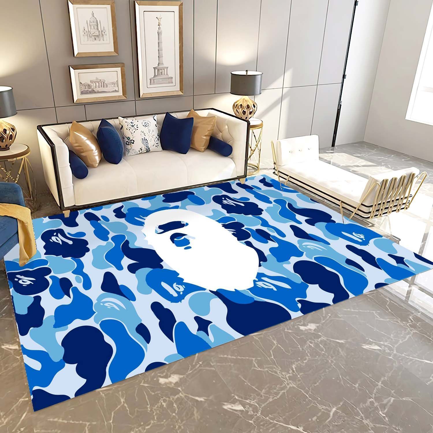 BAPE Logo Area Rug, Luxury Hypebeast Living Room Bedroom Carpet, Fashion Brand Floor Mat Home Decor